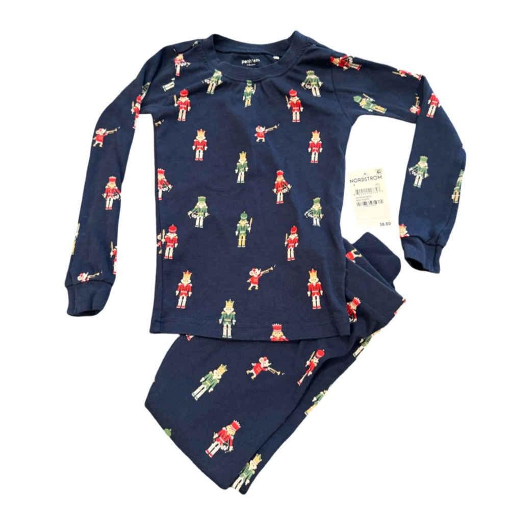 Petit Lim Boys Navy Blue Nutcracker Print Two-Piece Pajama Set Size 4